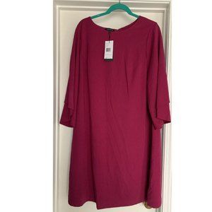 LAFAYETTE 148 Pink Amaryllis Pink 3/4 bell Sleeve Dress 1X (16W) NEW NWT